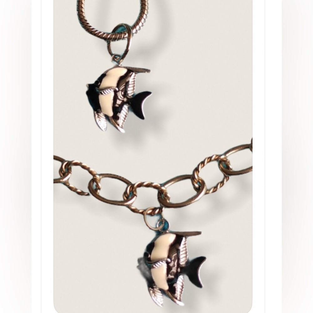 Ocean theme Fish Pendant Necklace and earrings
